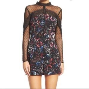 Adelyn Rae Floral Romper with Lace detail